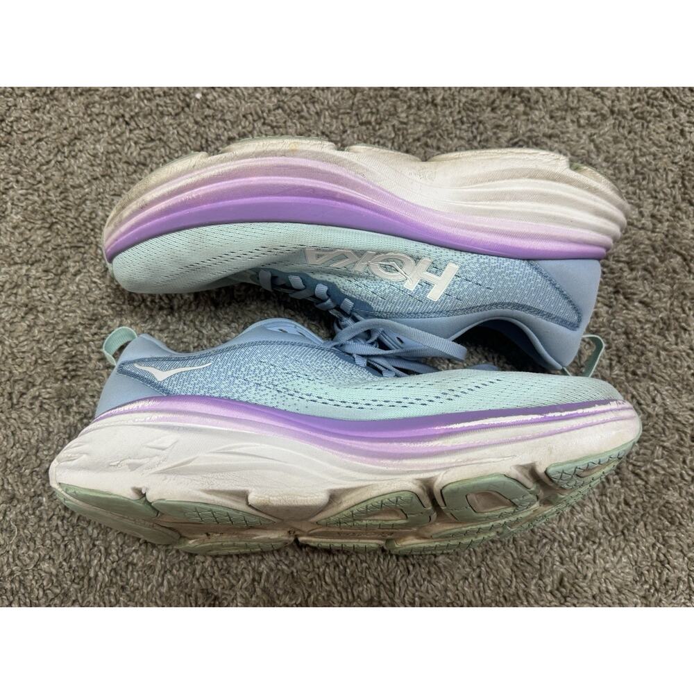HOKA ONE ONE Bondi 8 Running Shoes Chalk Violet Pastel Lilac Sneaker Sz 8 Wide - Picture 7 of 11